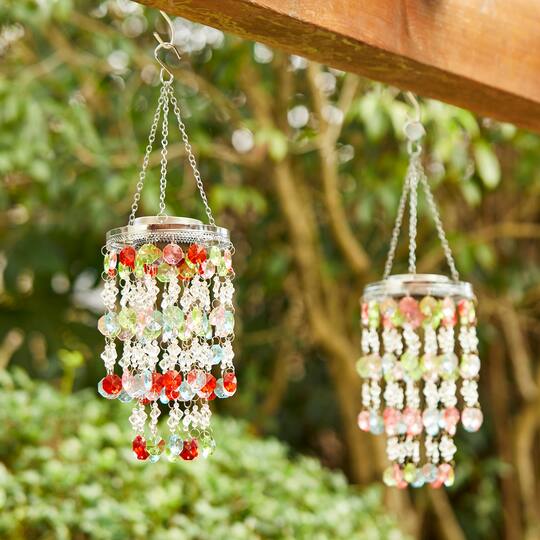 Glitzhome® 18.75" Solar Lit Beaded Wind Chimes, 2ct.